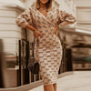 Sexy V Neck Women Bodycon Package Party Dress Stripe Plaid Print