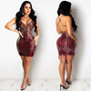 Sexy Sequined Bodycon Mini Dress Birthday Off Shoulder Bandage Backless Dresses
