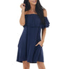 2022 Women's Sexy Off-shoulder Short Sleeve dress summer casual ladies dress coldker