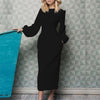 2022 New Arrival High Quality Elegant Office Dress Women O Neck Lantern Sleeve Fashion Slim Ladies Casual Dresses