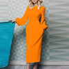 2022 New Arrival High Quality Elegant Office Dress Women O Neck Lantern Sleeve Fashion Slim Ladies Casual Dresses