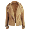 Women's Fashion Long Sleeve Lapel Zip Up Faux Shearling Slim Cut Short Plush Coat Jacket with Pockets Warm Winter