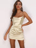 Backless Ruched Side Women Evening Party Elegant Ladies Dress