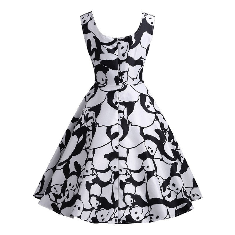 Panda Print A Line Casual Dress