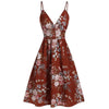 Lace Up Spaghetti Strap Printed Dress