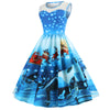 Christmas Santa Print Lace Insert Dress