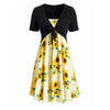 Knotted Top and Sunflower Overlap Dress Set