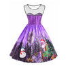 Christmas Santa Claus Snowman Mesh Panel Dress