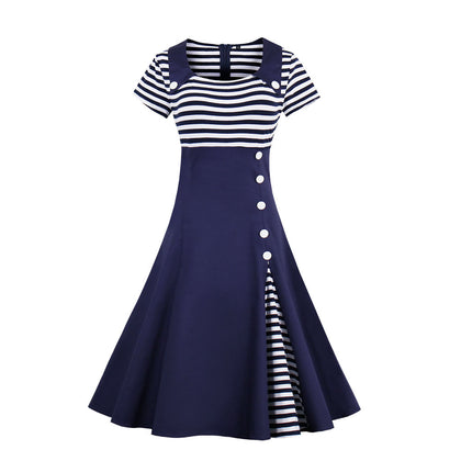 Striped A Line Plus Size Dress