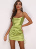 Backless Ruched Side Women Evening Party Elegant Ladies Dress