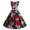 Women Vintage Butterfly Print Dress Round Neck Sleeveless Swing Floral Party Prom  Dress