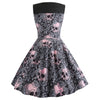 Halloween Skulls Flower Printed High Waisted Retro Dress