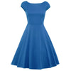 Hepburn Vintage Series  Dress Spring And Summer Round Neck Pure Color Design Elastic Sleeve Corset Women Retro Dress