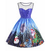 Christmas Santa Claus Snowman Mesh Panel Dress