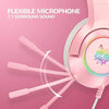 Pink Gaming Headset K9 with 7.1 Virtual Surround Sound and Removable Cat Ear for PS4, PC, Computer, Noise Canceling Retractable Microphone