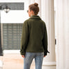 Women's Fashion Long Sleeve Lapel Zip Up Faux Shearling Slim Cut Short Plush Coat Jacket with Pockets Warm Winter
