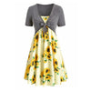 Knotted Top and Sunflower Overlap Dress Set