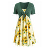 Knotted Top and Sunflower Overlap Dress Set