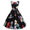 Women Vintage Butterfly Print Dress Round Neck Sleeveless Swing Floral Party Prom  Dress