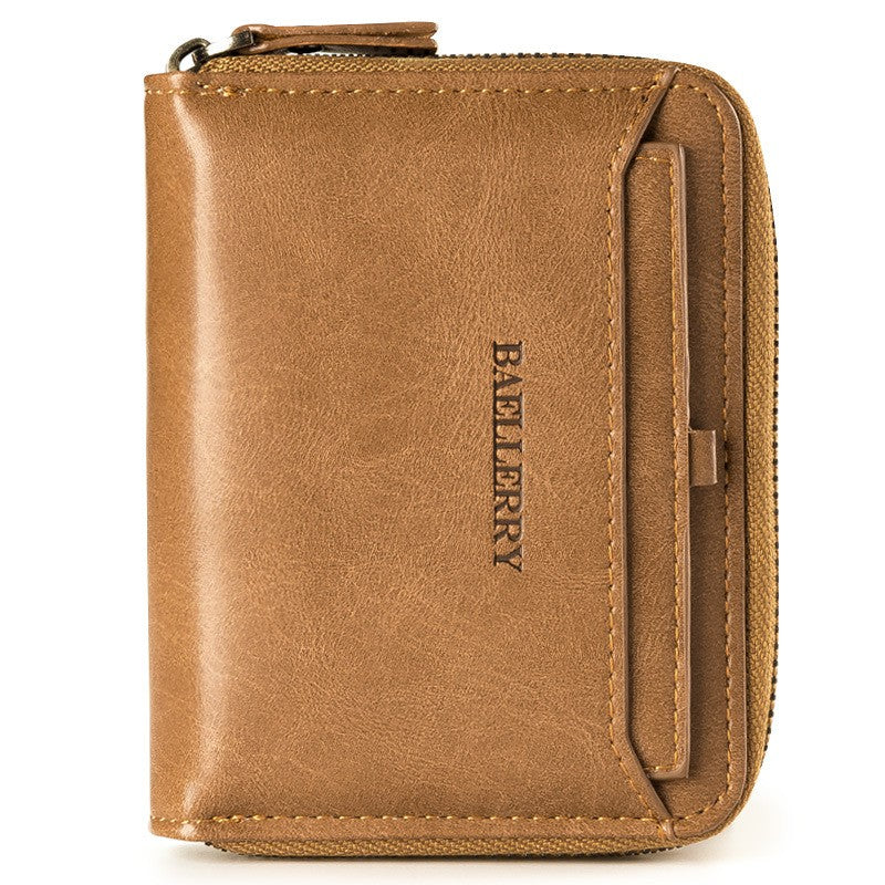 Baellerry New Men Wallet Short Section Soft PU Leisure Folder Bag