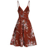 Lace Up Spaghetti Strap Printed Dress