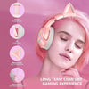 Pink Gaming Headset K9 with 7.1 Virtual Surround Sound and Removable Cat Ear for PS4, PC, Computer, Noise Canceling Retractable Microphone