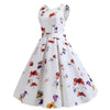 Women Vintage Butterfly Print Dress Round Neck Sleeveless Swing Floral Party Prom  Dress