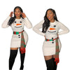 Funnel Neck Christmas Snowman Sweatshirt Dress