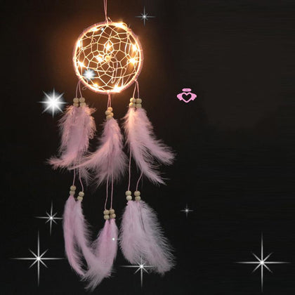 Handmade LED Light Christmas Snowflake and Feather Dream Catcher