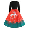 Santa Claus and Elk Print Vintage Dress