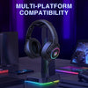 Gaming Headset PC Headphones Over-Ear with Microphone 3.5mm Audio Jack RGB LED Lights for PS4 PS5 Xbox One Computer, Applicable Various Head Types (Adapter Not Included)