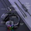 Gaming Headset PC Headphones Over-Ear with Microphone 3.5mm Audio Jack RGB LED Lights for PS4 PS5 Xbox One Computer, Applicable Various Head Types (Adapter Not Included)