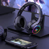 Gaming Headset PC Headphones Over-Ear with Microphone 3.5mm Audio Jack RGB LED Lights for PS4 PS5 Xbox One Computer, Applicable Various Head Types (Adapter Not Included)