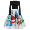 Santa Claus and Elk Print Vintage Dress