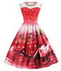 Christmas Santa Print Lace Insert Dress