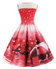 Christmas Santa Print Lace Insert Dress