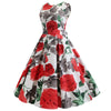 Women Vintage Butterfly Print Dress Round Neck Sleeveless Swing Floral Party Prom  Dress