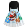 Santa Claus and Elk Print Vintage Dress