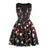 Halloween Skulls Flower Printed High Waisted Retro Dress