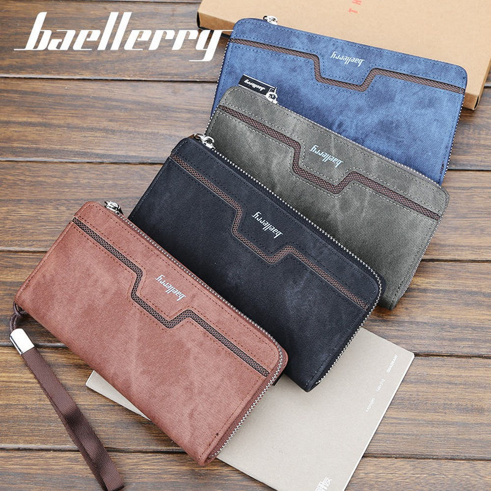 Baellerry New Patchwork Canvas Portable Clutch Wallet for Men