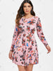 Long Sleeve Floral Print Elastic Waist Dress