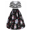 Cat Print A Line Vintage Dress